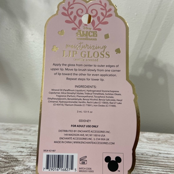 Disney Pink and Gold Alice in Wonderland Moisturizing Lip Gloss - Picture 2 of 2